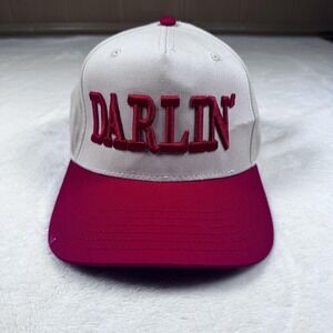 Otto Hat Cap Snap Back Mens One Size Pink White Darlin' Embroidered Twill